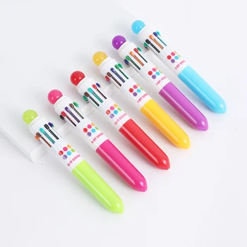 

Mohamm 1Pc 0.7mm Ten Color Multi Functional Ballpoint Pen Creative Simple Stationery For Girls School Supplies