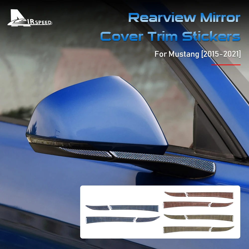 Carbon Fiber Rear view Mirror Trim Strips For Ford Mustang 2015-2018