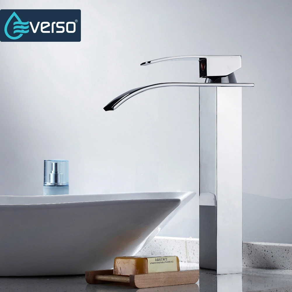 Хромированный смеситель для раковины EVERSO кран горячей и холодной воды с одной
