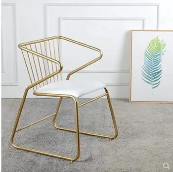 

Nordic wrought iron gold chairs creative personality dining chairs leisure chairs dressing nail chairs backrest designer chairs