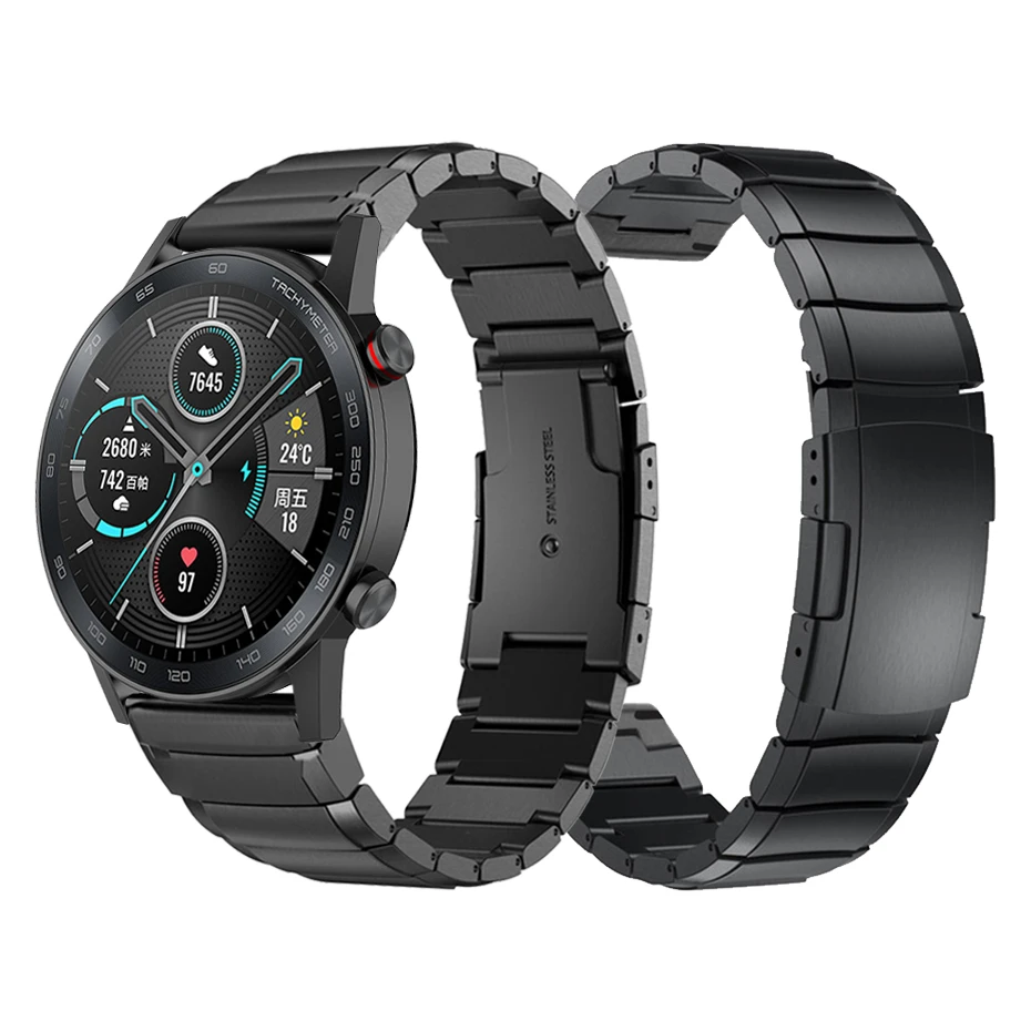 Rvs Horlogeband Band Voor Honor Magic Horloge 2 46 Mm 42 Mm Smartwatch  Metalen Band Voor Magicwatch Armband Zilver zwart|Watchbands| - AliExpress