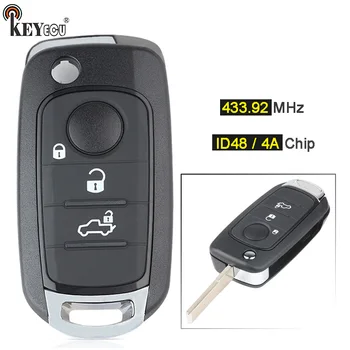 Keyforkess 433.92MHz Megamos AES / ID48 o Hitag AES / 4A Chip Flip Remote Car Key Fob 3 pulsante per Fiat 500X Egea Tipo 2016-2019