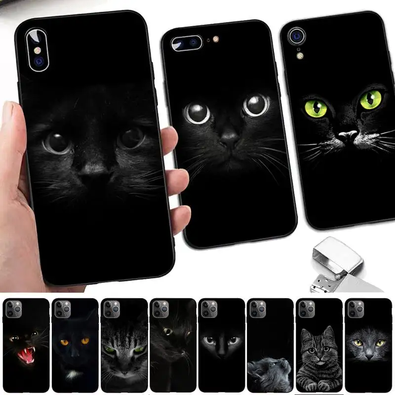 Милый черный чехол TOPLBPCS с котом для телефона iPhone 11 12 13 mini pro XS MAX 8 7 6 6S Plus X 5S SE 2020 XR |