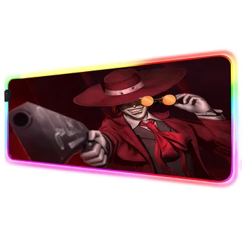 

Black and red alucard hellsing RGB Mouse Pad Black Gamer Accessories Large LED MousePad Gaming Desk Mat PC Desk with Backlit