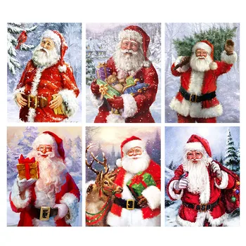 

Digital painting Santa Claus picture DIY hand-painted oil painting on canvas painting Christmas gifts