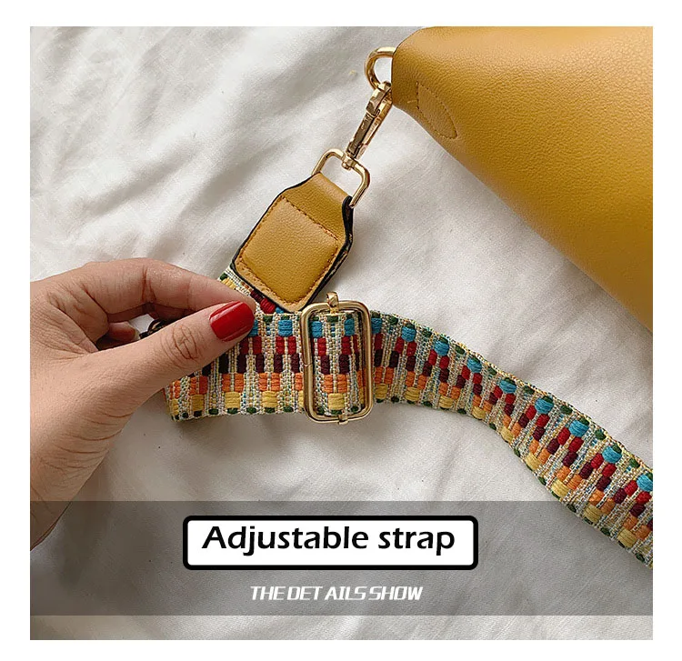 Women's Fashion Composite Bag 2pcs Female Leather Handbags Top Handle Bucket Bags Colorful Strap Crossbody Bag With Horse Tassel (7)