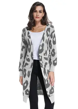 

Leopard Print Cardigan Sweater Women's Knitting Loose Coat New Pattern