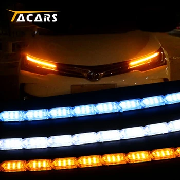 

2pcs Flexible LED Strip Light DRL Daytime Running Light Waterproof Sequential Flow Headlight Runners Corner Turn Signal DRL