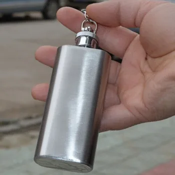 

DHL 500pcs high quality 2oz Mini Stainless Steel Hip Flask Alcohol Flagon with Keychain