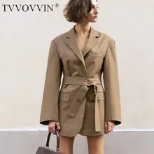 TVVOVVIN Новая женская куртка с отложным воротником и длинным рукавом Повседневная трендовая одежда в английском стиле для вечеринок R054