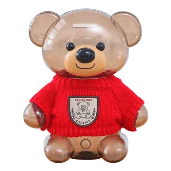 

Children Plastic Bear Piggy Bank Transparent Money Safes for Kids Caja De Seguridad Dinero Money Safes for Kids Brown HH50QG