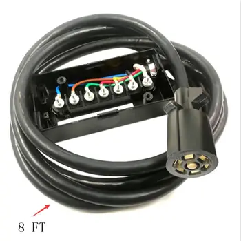 

Weatherproof Heavy Duty 7 Way Plug Inline Trailer Cord with 7 Gang Junction Box 8 Feet Simultaneous Display of Trailer