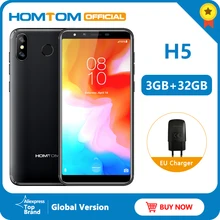 Globale versione HOMTOM H5 360 OS Android8.1Mobile Telefono 3GB + 32GB 3300mAh 5.7 "Viso ID 13MP MT6739 Quad Core 4G FDD LTE Smartphone