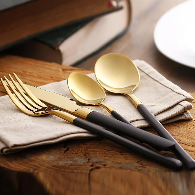 flatware set in polished black