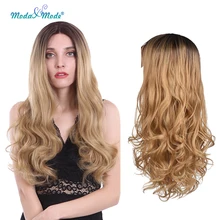Moda& Mode парик 2" омбре блонд глубокая волна синтетический парик на кружеве темный корень средняя часть на каждый день парики на шнурке для женщин термостойкие