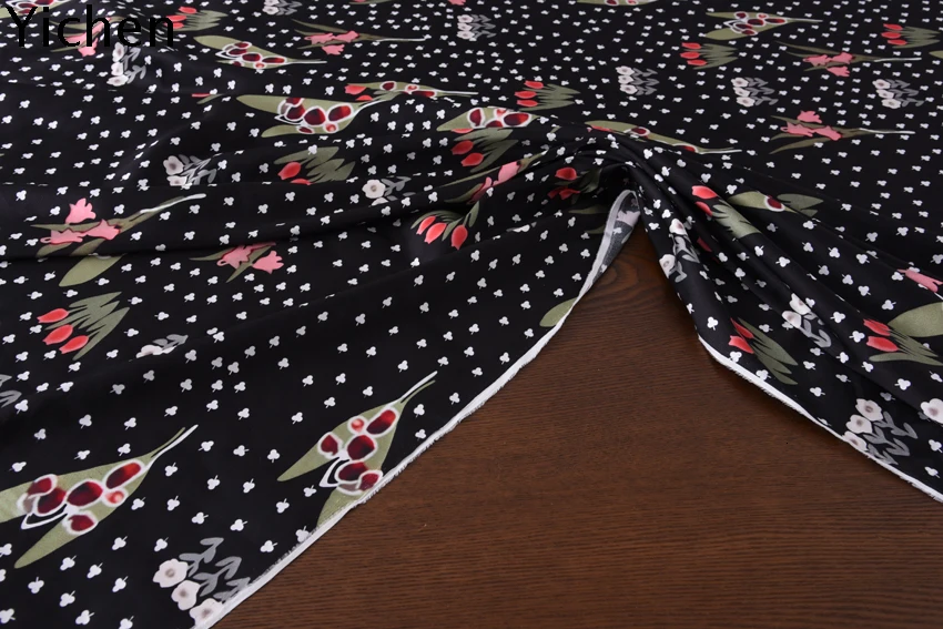 Натуральный шелк атласная ткань черный матричный Тривиал любовь 1,08 метров ширина 90% шелк 10% спандекс 19 momme
