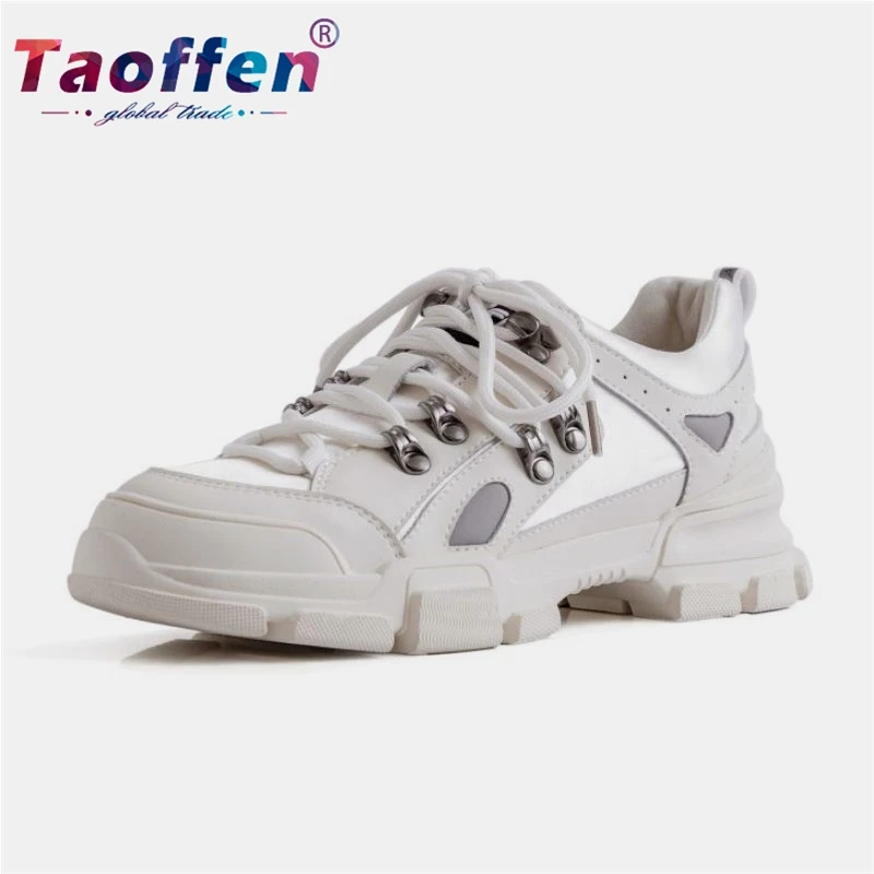 Taoffen/женские кроссовки из натуральной кожи на платформе; модная спортивная женская обувь смешанных цветов в стиле пэчворк; Mujer; кроссовки; Размеры 35-39