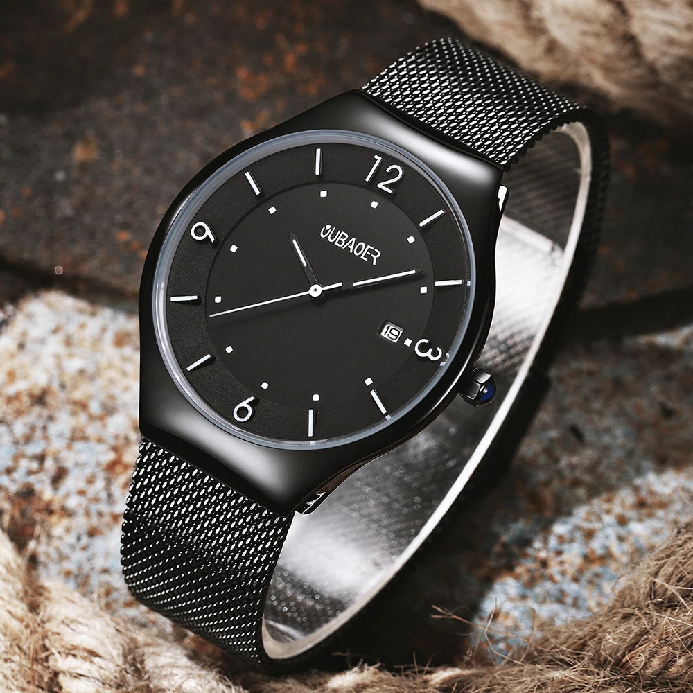 Men Watch Quartz Watches Mens Fashion Business Man Wristwatch Stainless Steel Strap Top Brand Luxury OUBAOER Waterproof Clock