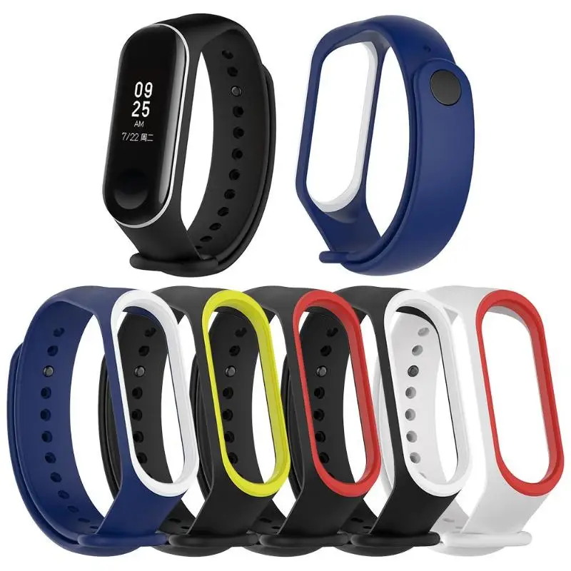 10Pcs/Pack Wrist strap For Mi band 4 Strap Silicone Bracelet dual color Wrist Strap For Mi Band 4/ 3 Miband 4 Accessories