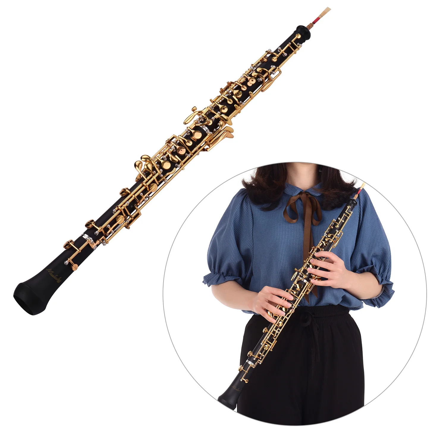 Muslady Профессиональный oboe C Ключ полуавтоматический стиль никелированные ключи деревянный духовой инструмент с полными аксессуарами