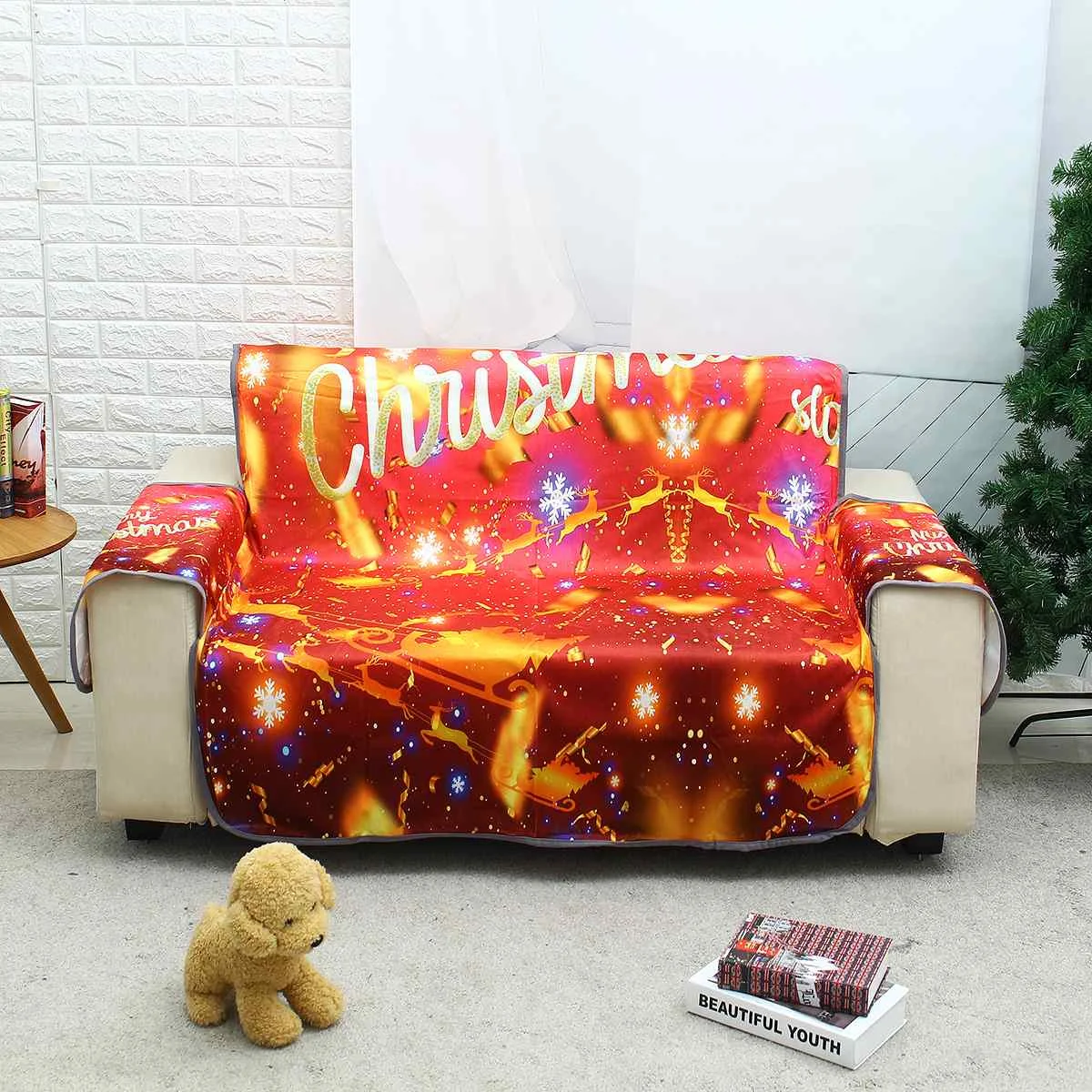 flower Double Sofa Моющийся чехол для дивана Рождественский Декор 1/2/3-4 место коврик-лежак чехлов полиэфира Подробная информация о продукте: Спальня офисная мебель защитная крышка - Цвет: flower Double Sofa