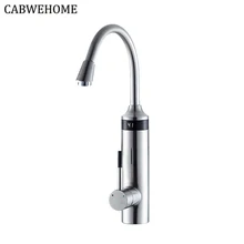 CABWEHOME Kitchen Instant Electric Faucet Digital Display Bathroom Stainless Steel Shell Hot Cold Water Heater Tap 3000W