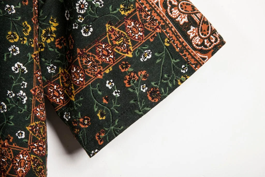 Летняя мужская рубашка camisa этническая с коротким рукавом Повседневная хлопковая льняной с принтом гавайская рубашка блузка Мужская Уличная chemise homme Новинка