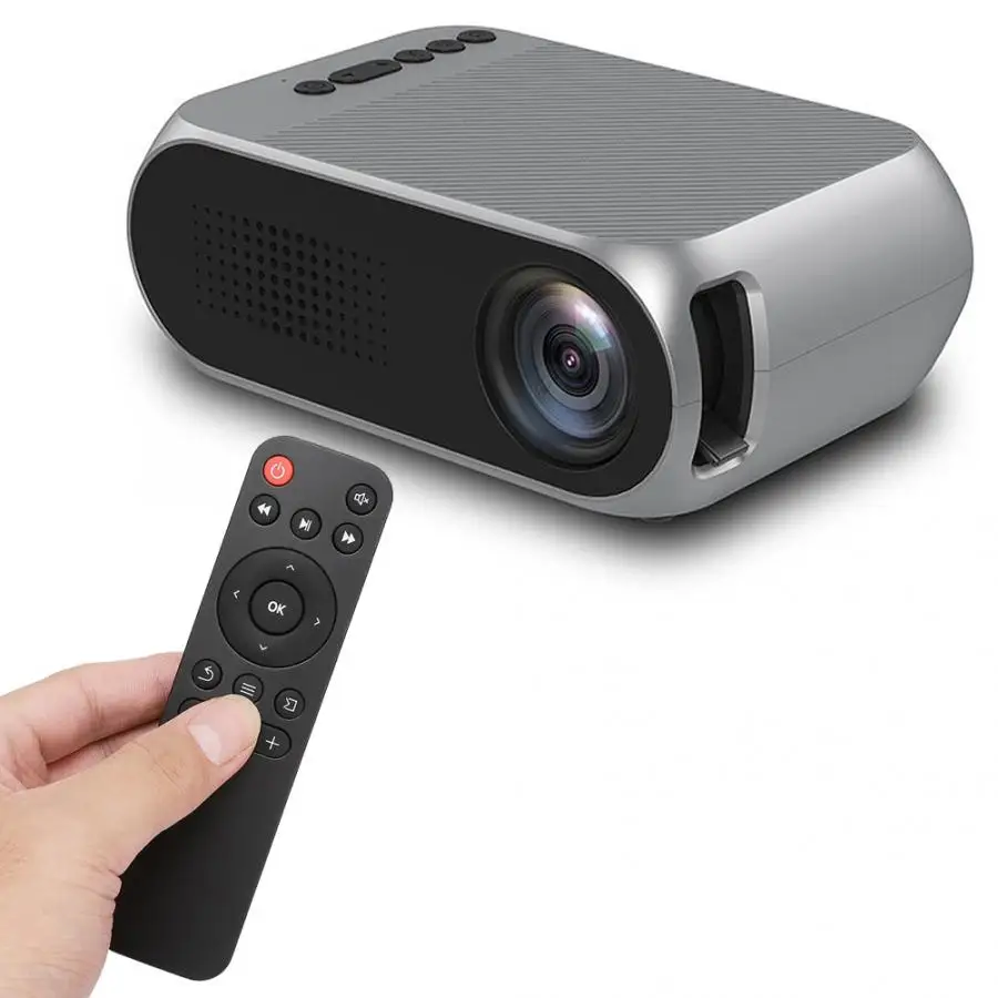 YG320 батарея версия Мини ЖК USB проектор HD 1080P серебристо-серый с пультом дистанционного управления 100-240 В ЖК-проектор