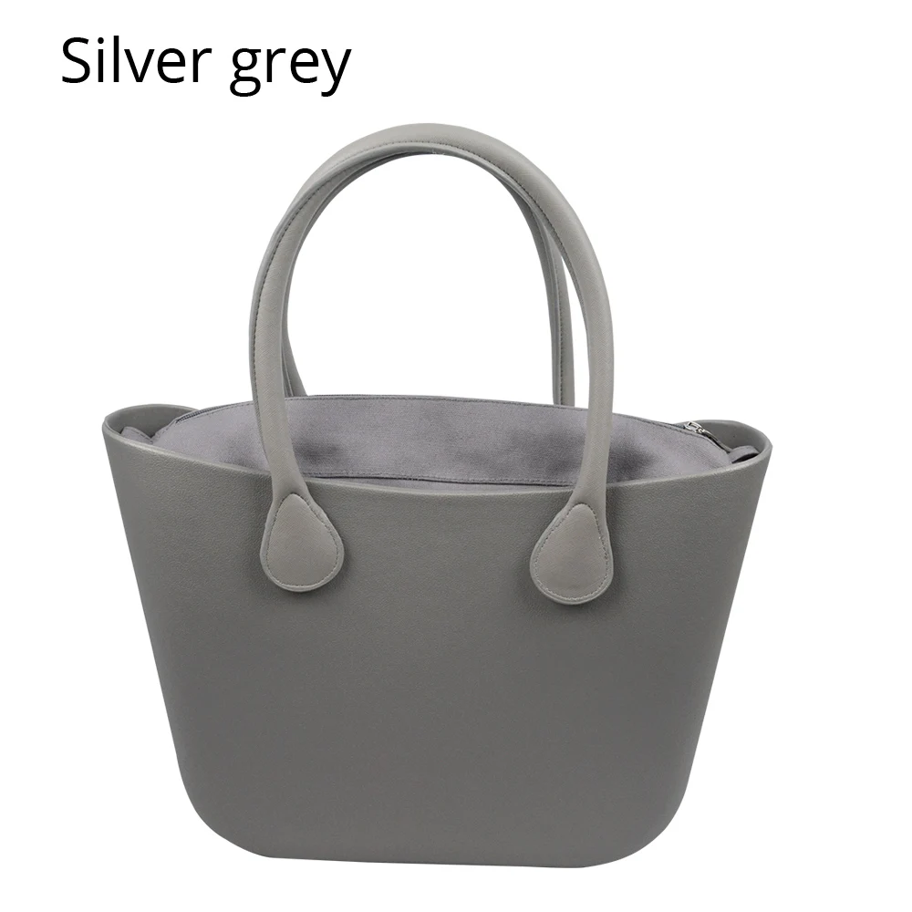 Silver grey Стиль obag Классическая EVA сумка со вставкой внутренний карман ручки красочные EVA силиконовые резиновые водонепроницаемые женские сумки - Цвет: Silver grey