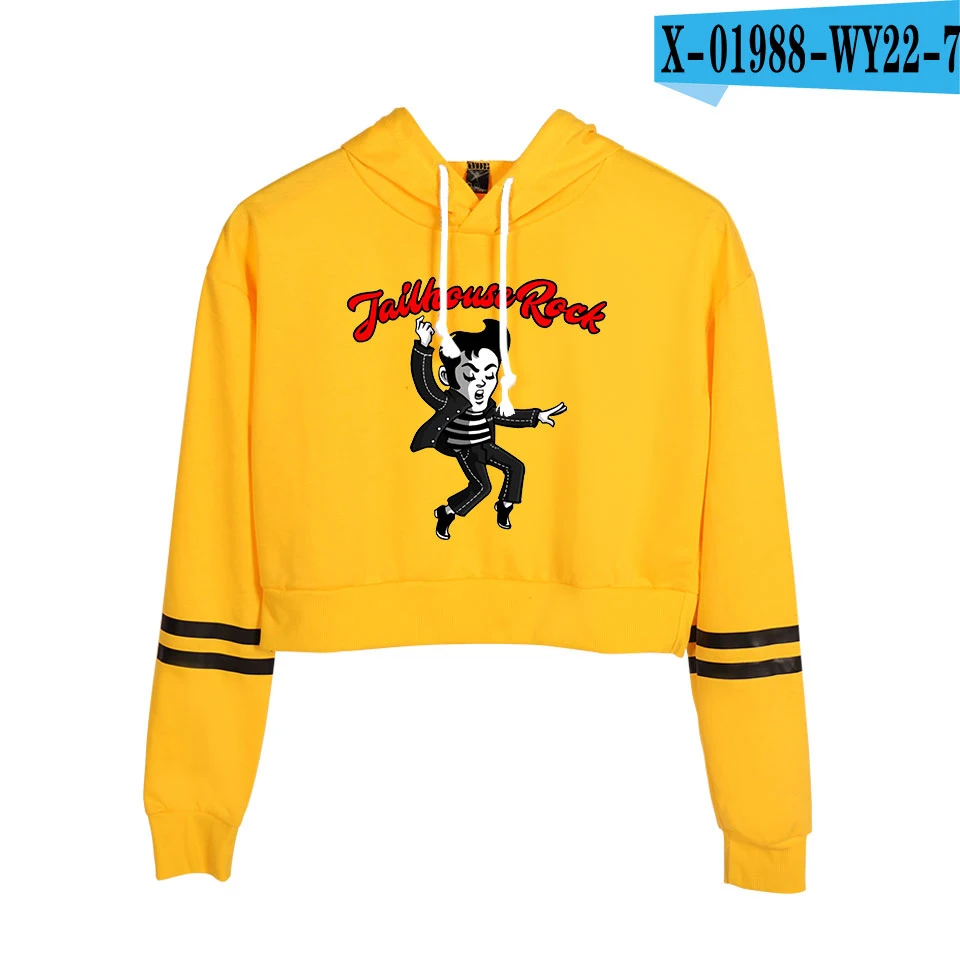 Коллекция года, короткие толстовки с капюшоном Elvis Presley, уличная одежда, топы, весенние толстовки с капюшоном для женщин, Harajuku - Цвет: Бургундия