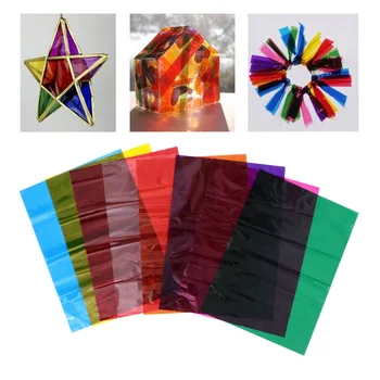 

24 Sheets DIY Transparent Colored Cellophane DIY Hand-made Glass Paper Lantern Making Cellophane Multi-purpose DIY Handmade Cell