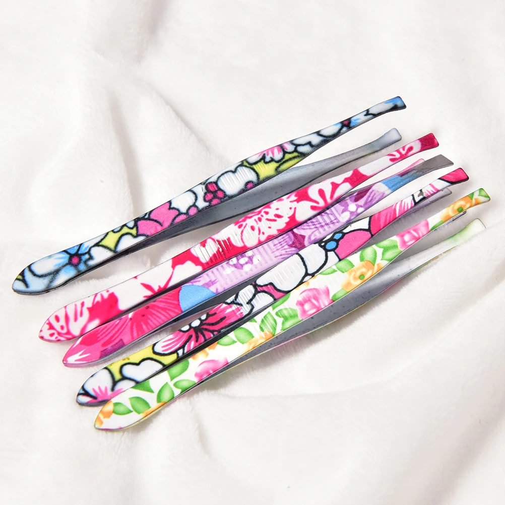 Pinzas para cejas de flores, acero inoxidable, para eliminación de vello facial, cortador de cejas, Clip para pestañas, herramienta de maquillaje de belleza cosmética