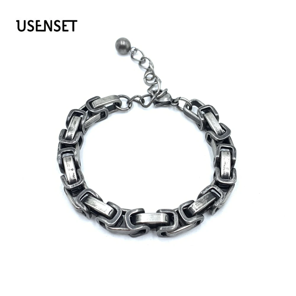 Мужской браслет-цепочка из нержавеющей стали античное серебро 6 мм Византийский браслет титановые Ювелирные изделия для мужчин