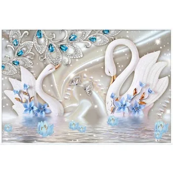

5D diamond painting white swan playing with water pattern 2020 new round cross stitch diamond embroidery DIY home decoration