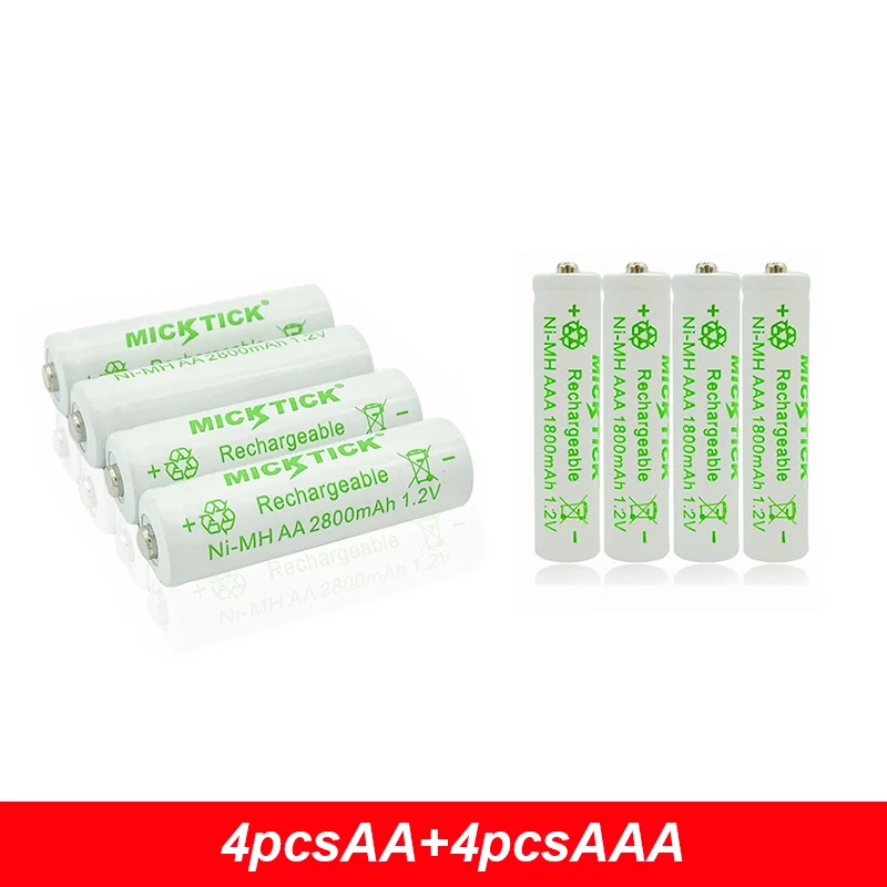 4 шт AA 2800mAh Ni-MH аккумуляторные батареи+ 4 шт AAA 1800mAh аккумуляторные батареи