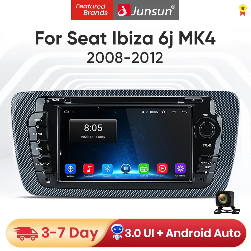Junsun V1 2+32G carplay android auto магнитола 2дин андройд For Seat Ibiza 6j 2008-2012 автомагнитола