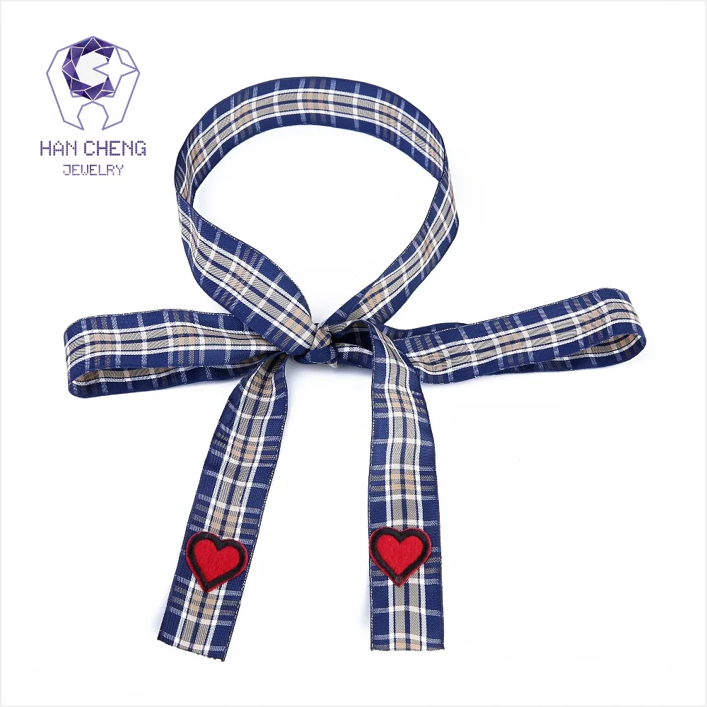 HanCheng Новая мода ткань плед галстук бабочка вышивка сердце Лента колье ожерелье