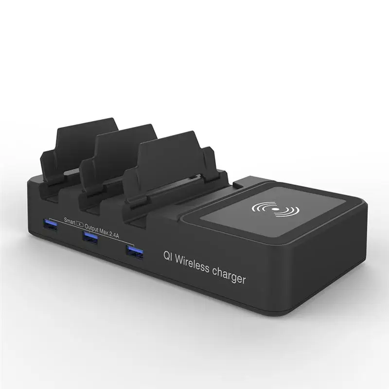 Foxnovo США ЕС Великобритания Plug многопортовый usb зарядная станция QI Беспроводное зарядное устройство для смартфонов