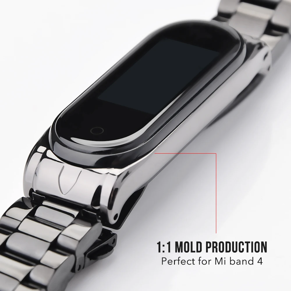 Hangrui для mi Band 4 металлический ремешок из нержавеющей стали ремешок для Xiaomi mi band 3 браслет для mi Band 4 NFC Global