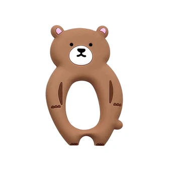 

4pcs Bear Baby Teether silicone Animal Teething DIY Necklace Pendant Baby Accessory Food Grade babi Teether Chew Nurse Toys