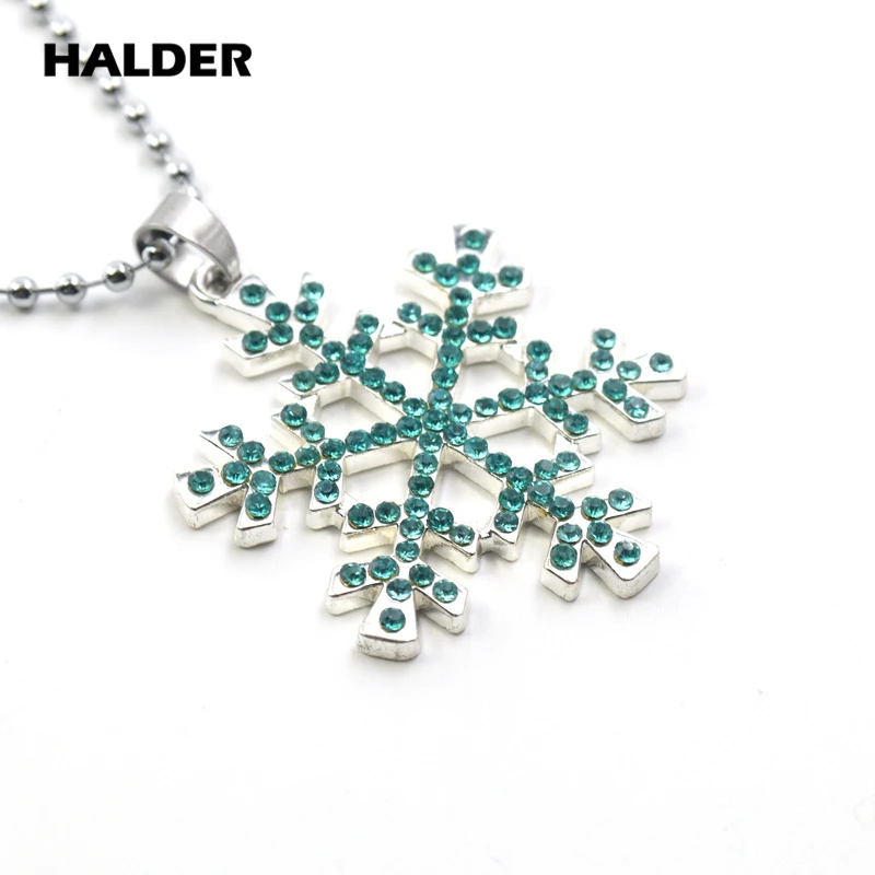 Wholesale Custom pendants Blue Snowflake Rhinestone Pendants Necklaces Cosplay Christmas Gift Jewerly Accessories Sweater Chain | Украшения