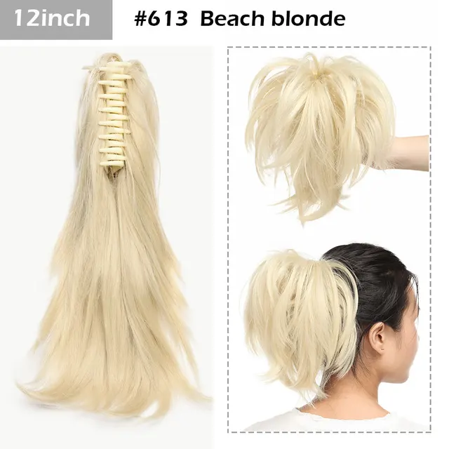 S-noilite Syntheitc Big Grab Ponytail Hair Extension Claw Clip In Ponytail Extension Hair Fake Hairpiece For Women Daily Party 12-1327