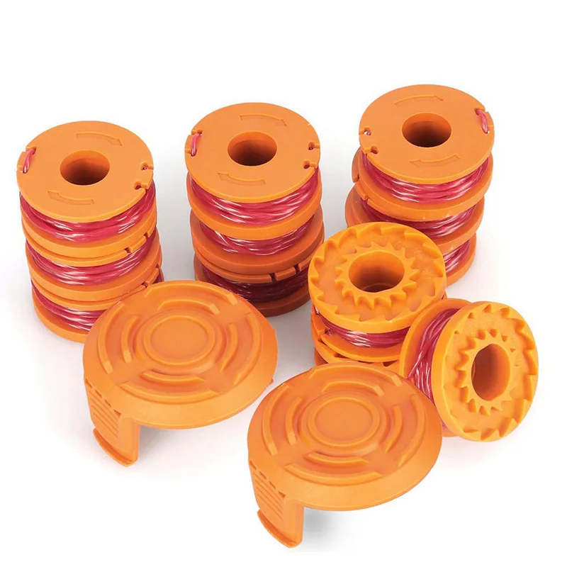

14 Pack Replacement Trimmer Spool Line,Edger Spool Line for Worx WA0010 (12 Pack Grass Trimmer Line, 2x Trimmer Cap)