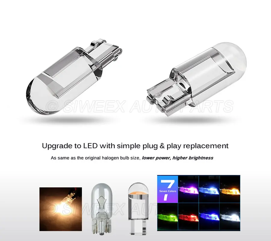 10Pcs Ceramic T10 W5W LED Bulb 194 168 Led Canbus 4SMD 3030 Car Interior  Lights Wedge Side marker Clearance Auto Lamp 12V White - AliExpress