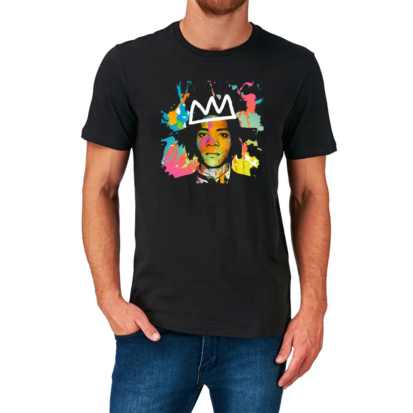 JEAN-MICHEL BASQUIAT T-Shirt GRAFFITI NEW YORK 70's 80's 90's funny O Neck Tops Tee Shirt | Мужская одежда