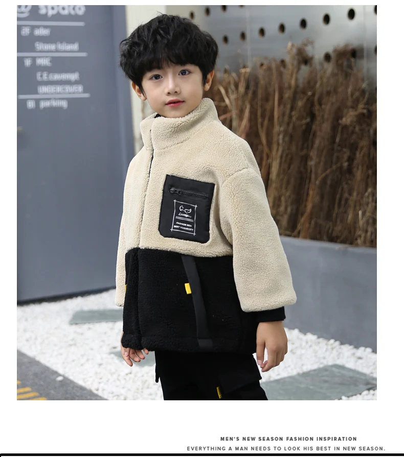 Boys clothes plus velvet jacket new children's winter big children thick Korean version of coats for kids