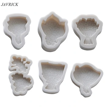 

6Pcs Line Drawing Flower Epoxy Resin Molds Bridal Bouquet Flower Gypsum Molds