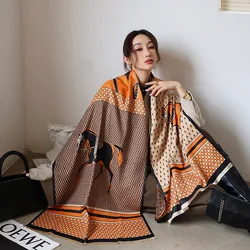 Luxury Design Print Cashmere Shawls Scarf lady Horse Pashmina Wraps Thick Warm Winter Scarves Bufanda Echarpe Stoles