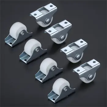 

8Pcs Furniture Caster Trolley Flat Top Plate Fixed Caster Wheel Chair Swivel Casters Small Machinery Trolleys 1/1.25/1.5inch