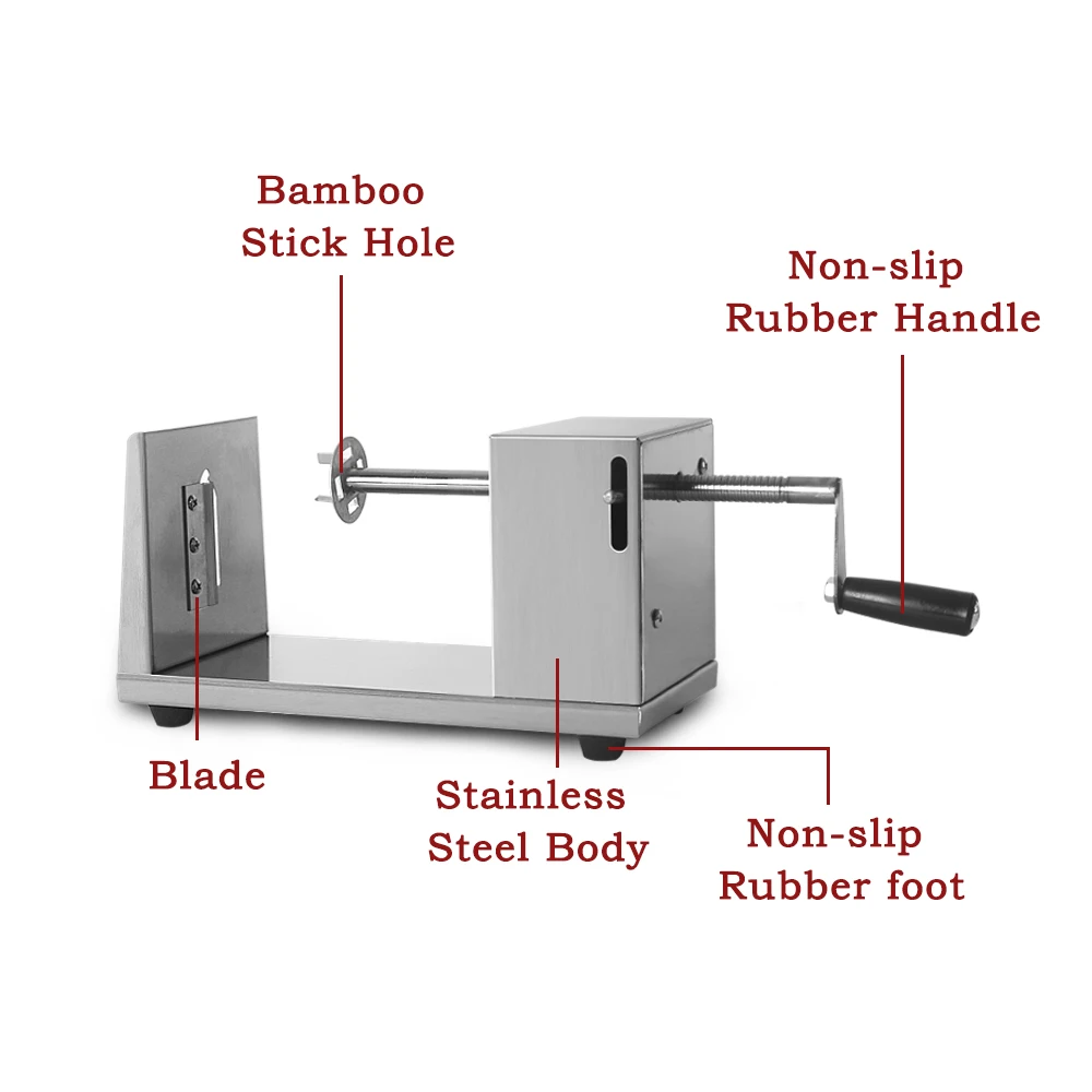 ITOP Potato Spiral Slicer Stainless Steel Potato Tower Twisted Cutter Slicer Machine Manual Vegetable Tools With 2 Blades ITOP Potato Spiral Slicer Stainless Steel Potato Tower Twisted Cutter Slicer Machine Manual Vegetable Tools With 2 Blades